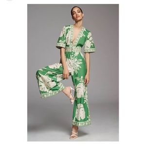 Farm Rio Monstera Wide-Leg Jumpsuit Size S